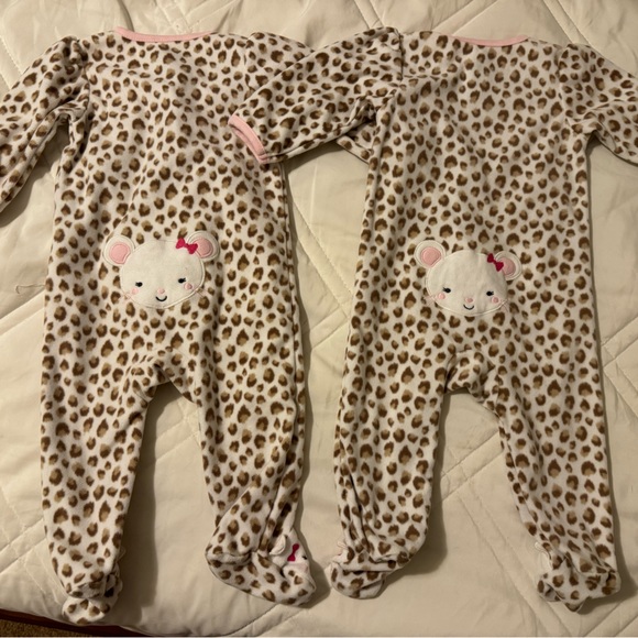 Leopard print / Fleece Sleepers / Twins / Matching set - Picture 2 of 3